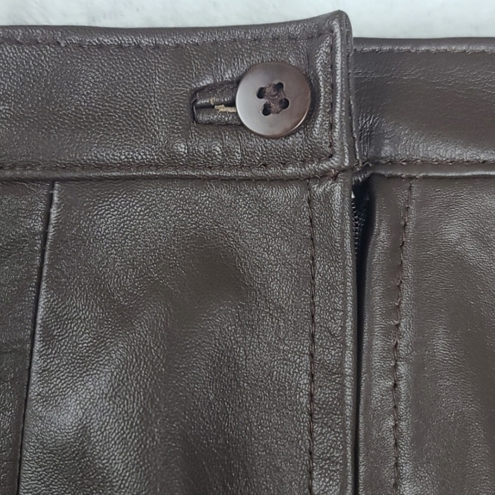 Siena Studio Brown Leather Skirt | Women's Size 4 - Picture 4 of 9